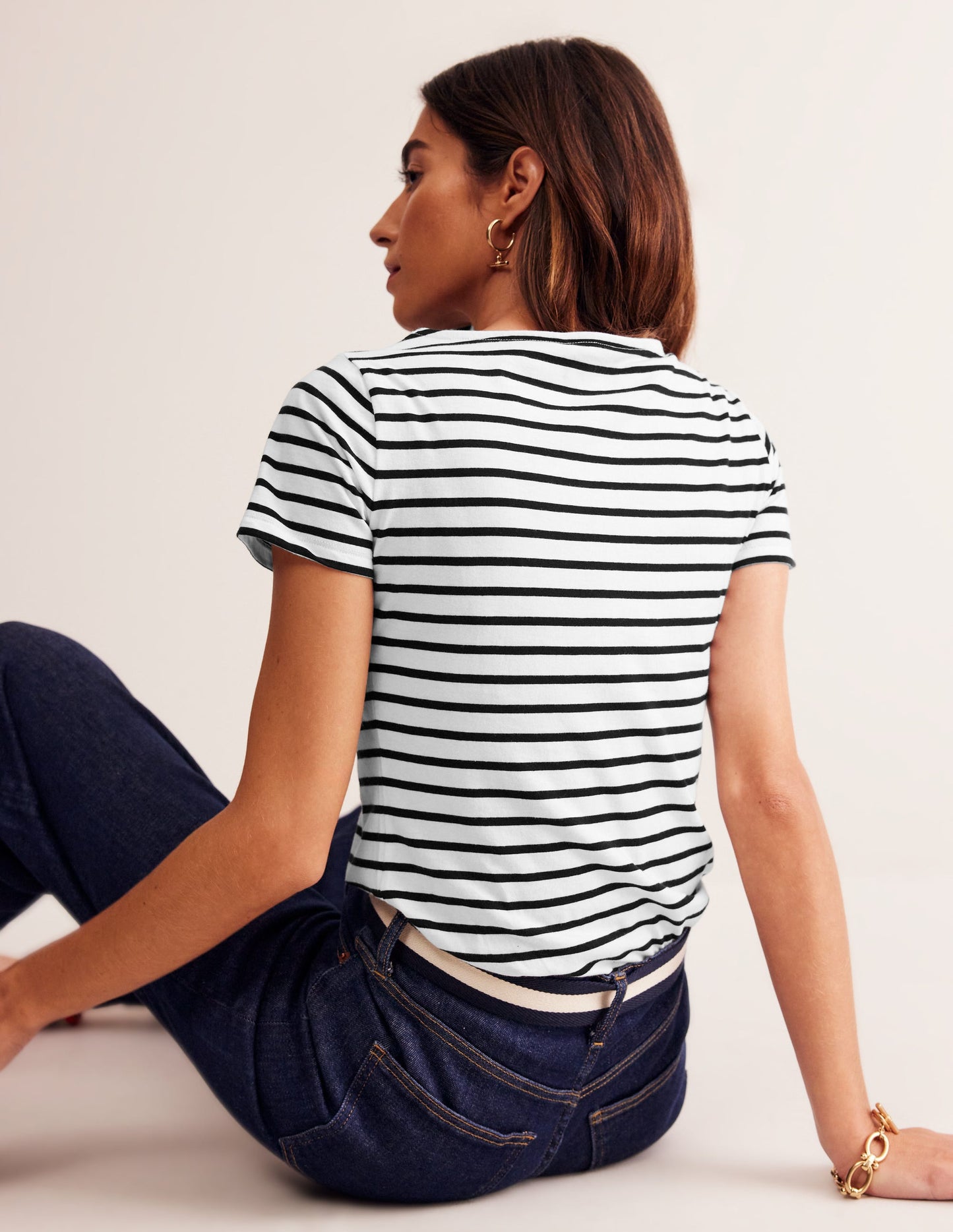 Ella Short Sleeve Breton -Ivory, Black