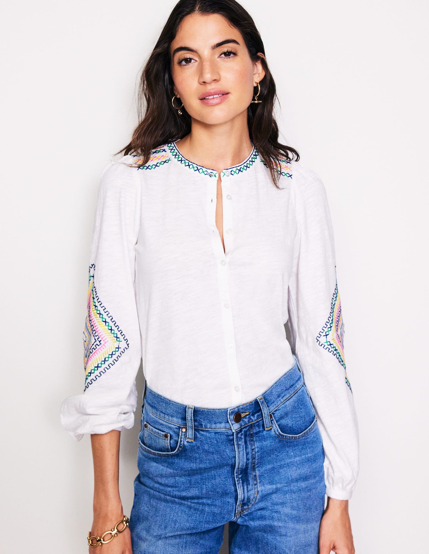 Marina Embroidered Shirt-White