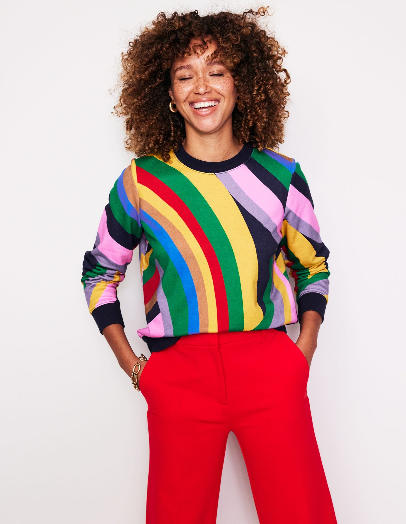 Hannah Printed Sweatshirt-Multi, Abstract Rainbow