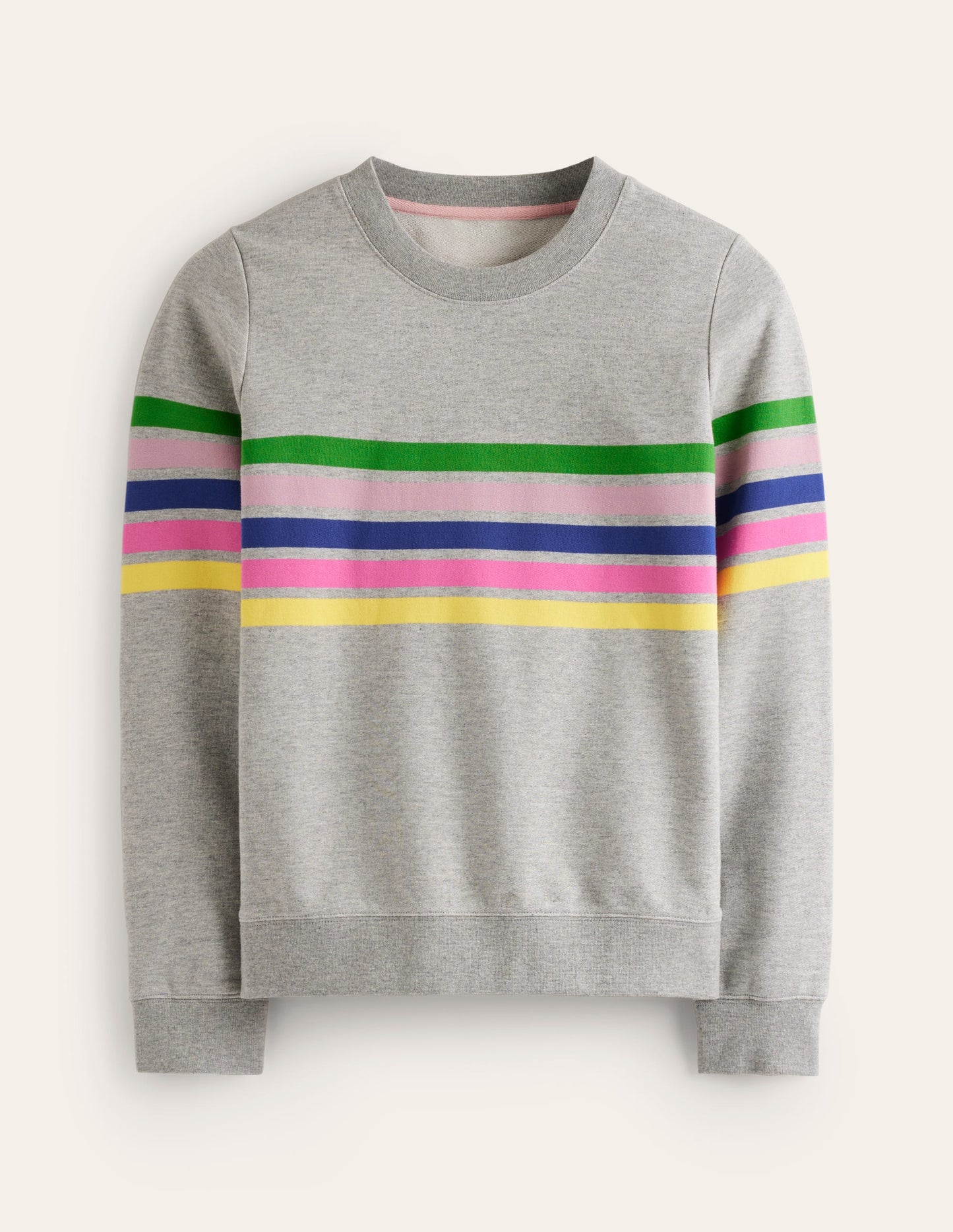 Hannah Printed Sweatshirt-Grey, Multi Placement Stripe