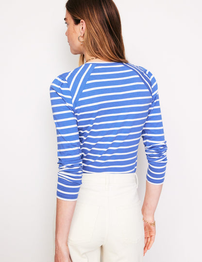 Arabella Stripe Jersey Top-Blue, Ivory Stripe