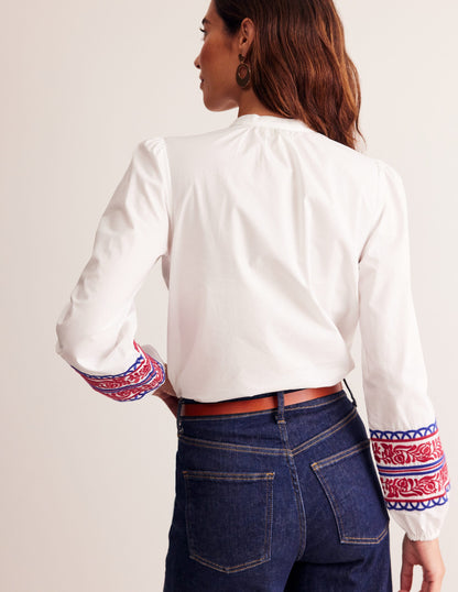 Embroidery Interest Top-White Embroidery