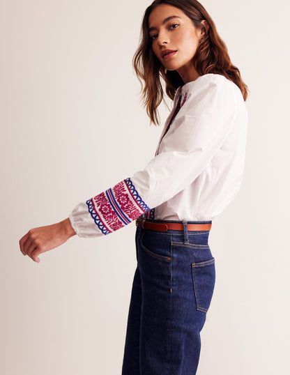 Embroidery Interest Top-White Embroidery