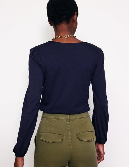 Supersoft Long Sleeve Top-Navy