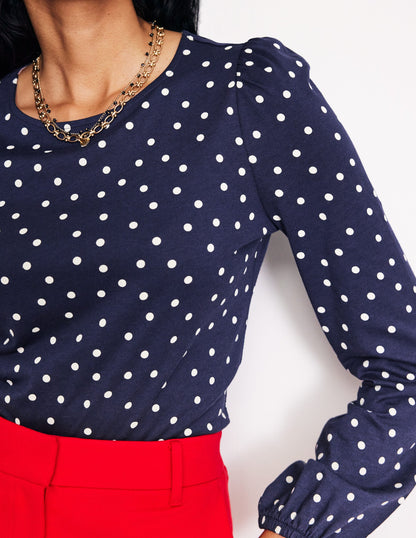 Supersoft Long Sleeve Top-French Navy, Sparse Spot