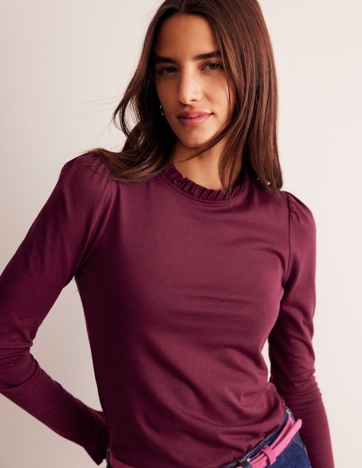 Supersoft Frill Detail Top-Deep Wisteria