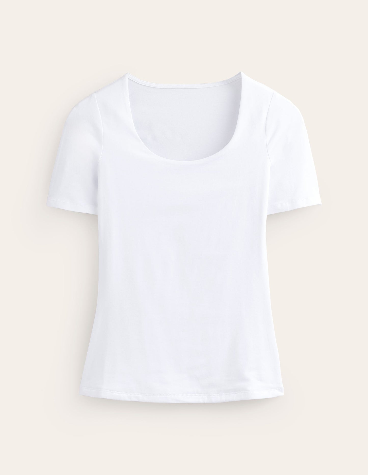 Double Layer Scoop T-shirt-White