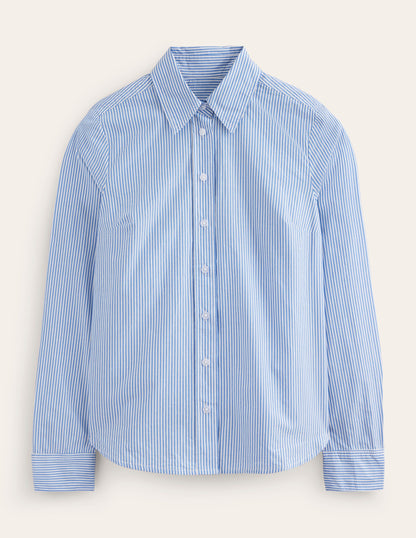 Sienna Cotton Shirt-Fine Blue Stripe