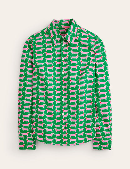 Sienna Cotton Shirt-Rich Emerald, Dachshund