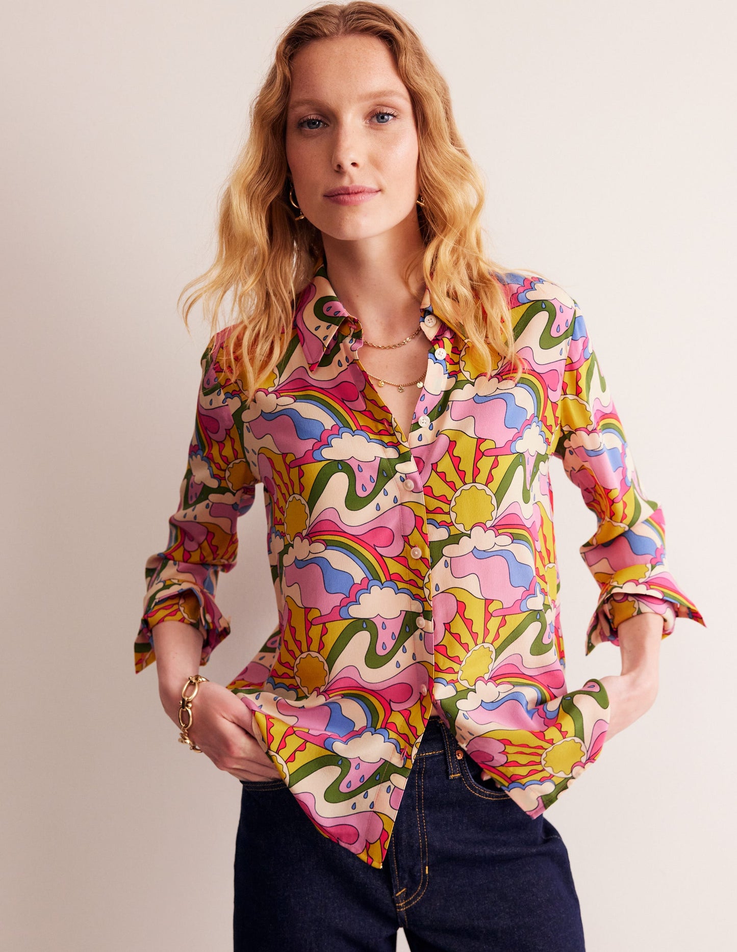 Sienna Silk Shirt-Multi, Sunshine