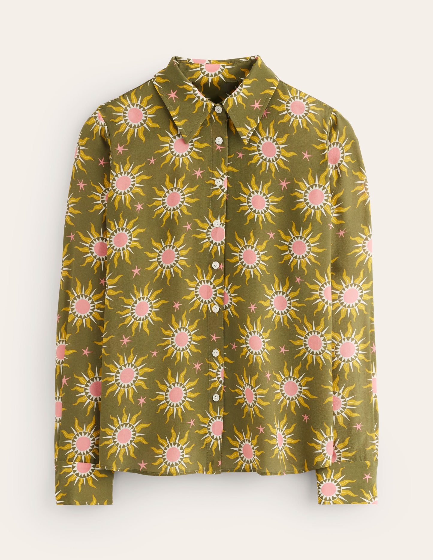 Sienna Silk Shirt-Woodland Green, Celestial