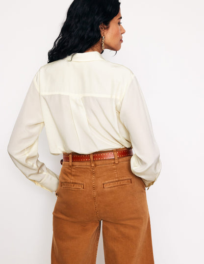 Connie Relaxed Silk Shirt-Ivory