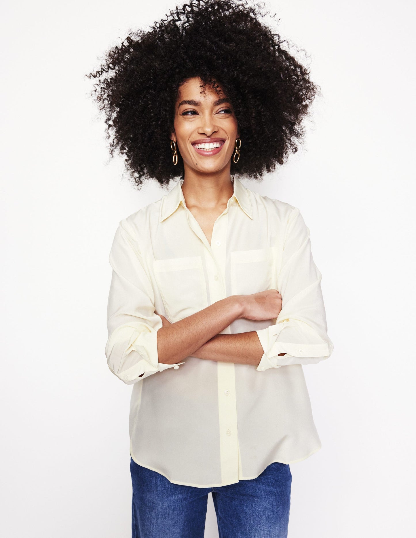 Connie Relaxed Silk Shirt-Ivory