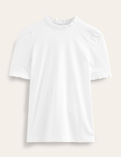 Supersoft Frill Detail T-shirt-White