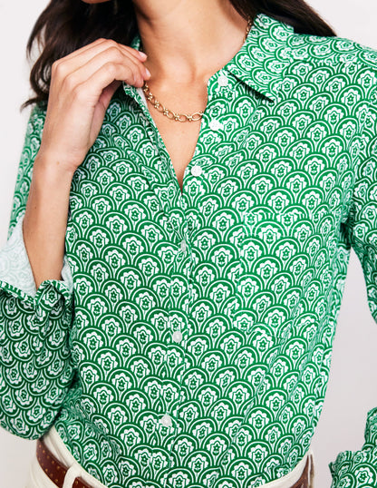 Amelia Jersey Shirt-Green, Trellis Pop