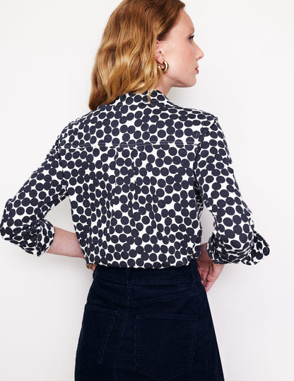 Amelia Jersey Shirt-Navy, Spot Cluster