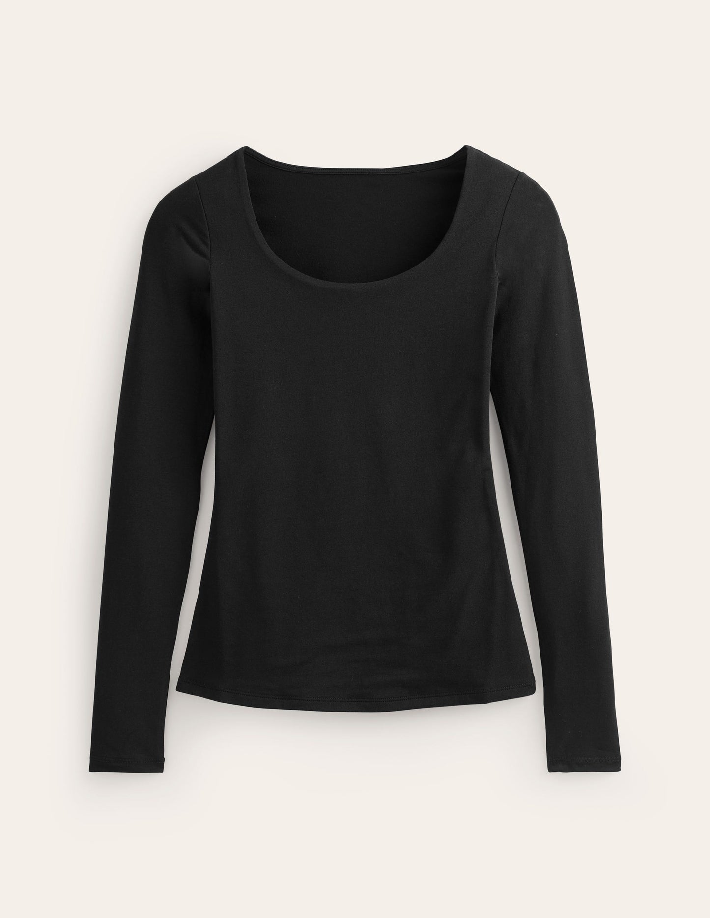 Double Layer Scoop Long Sleeve-Black