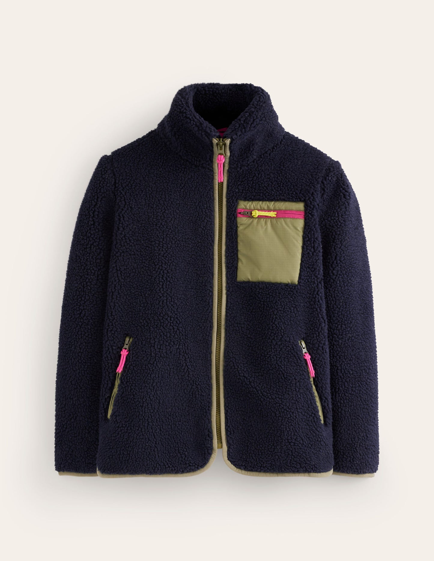 Truro Borg Fleece Jacket-Navy