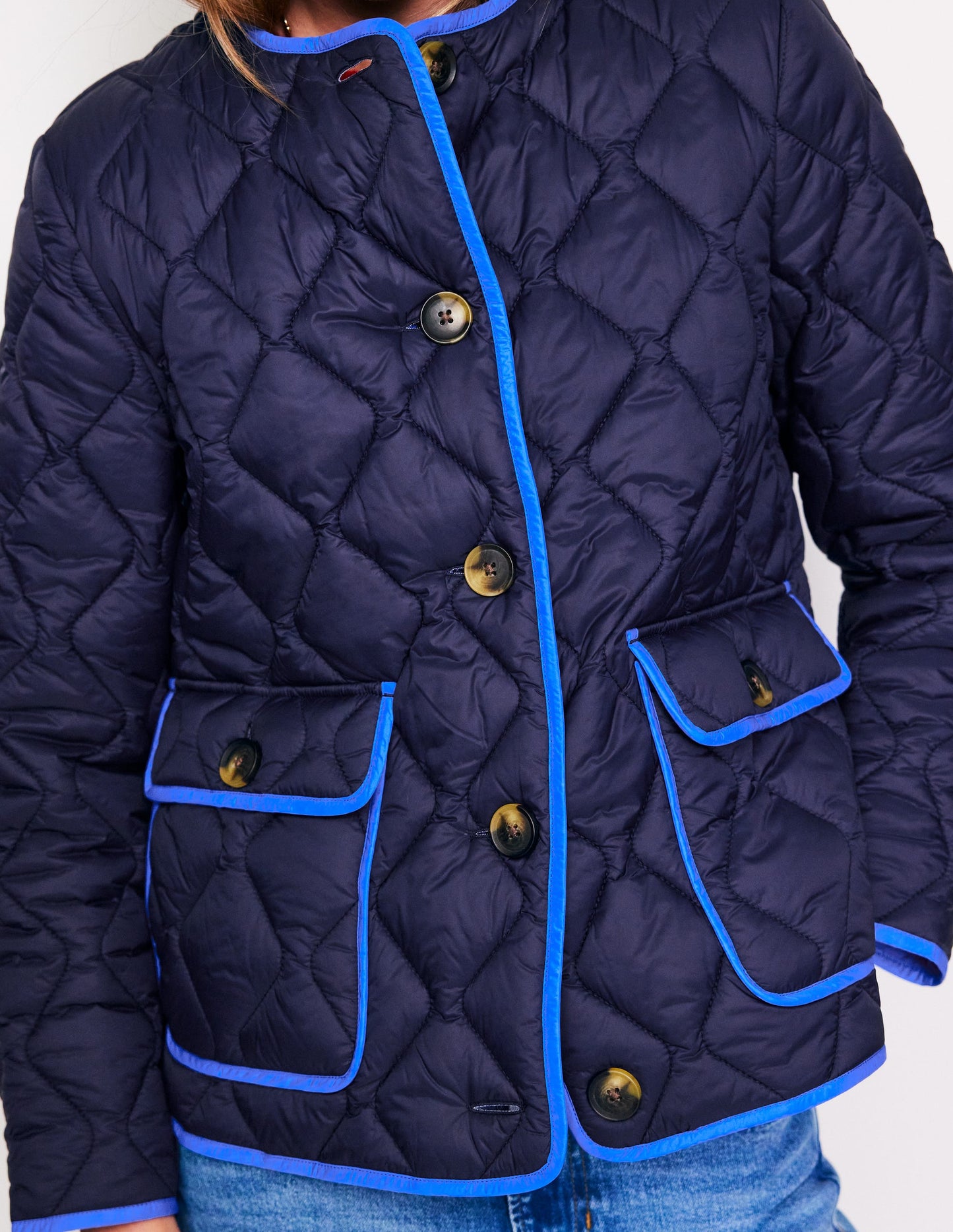 Derby Quilted Jacket-Navy, Tigers Eye