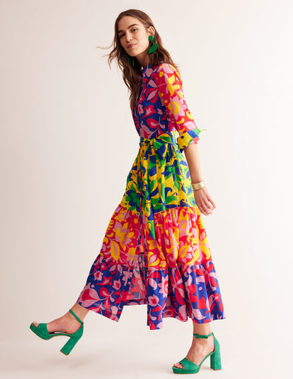 Flo Cotton Midi Shirt Dress-Abstract Tulip, Hotch