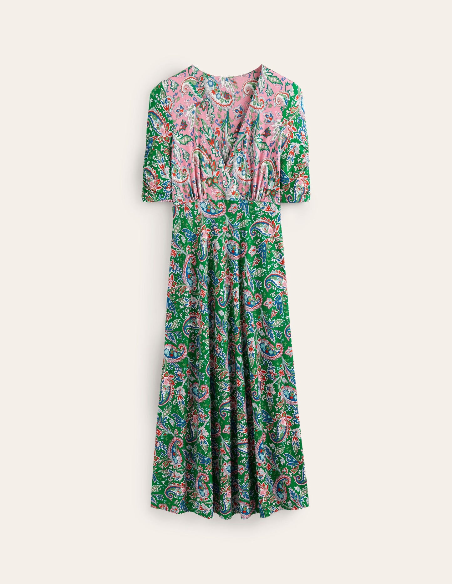 Rebecca Jersey Midi Tea Dress-Cashmere Rose, Paisley Azure