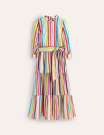 Alba Tiered Cotton Maxi Dress-Multistripe