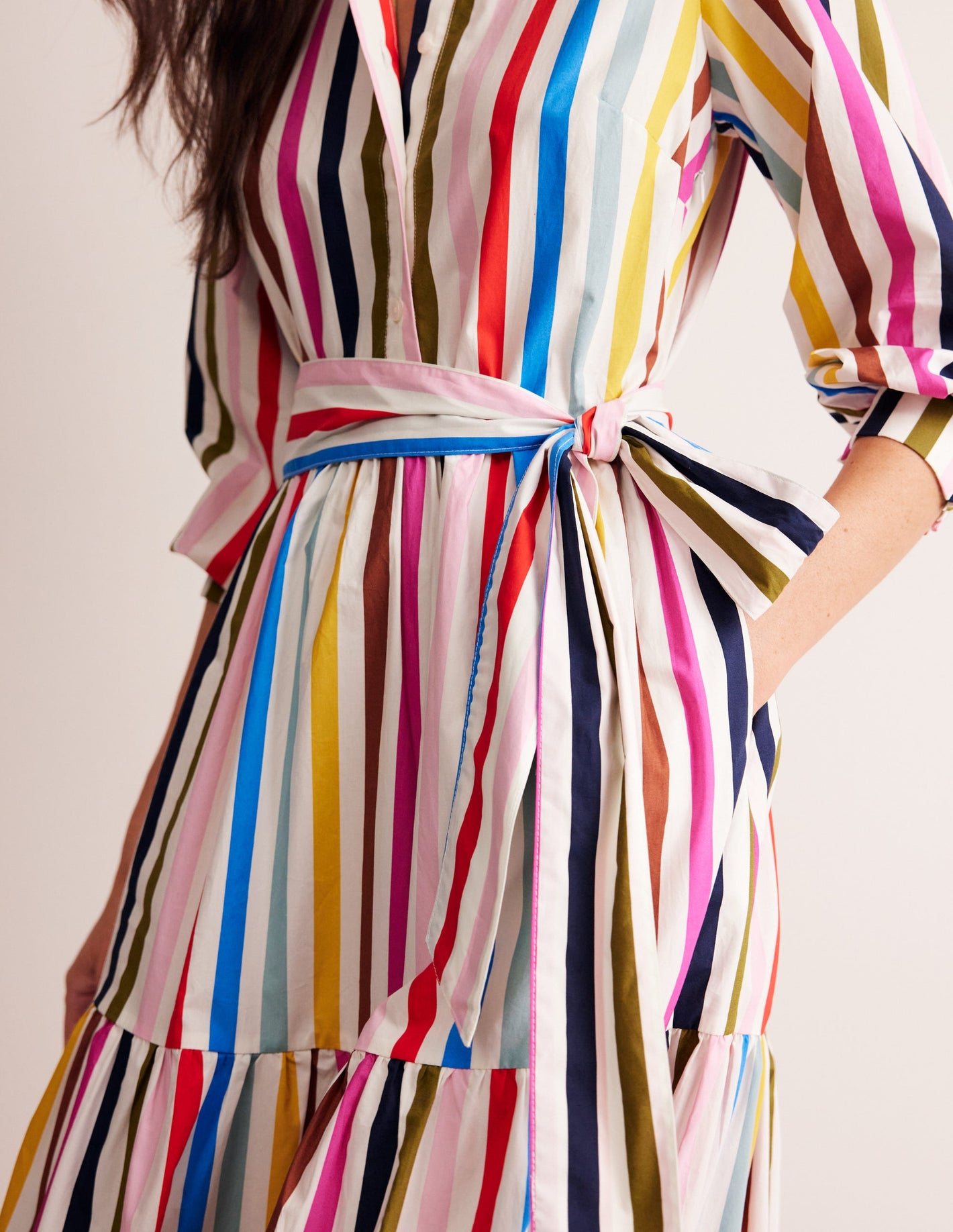 Alba Tiered Cotton Maxi Dress-Multistripe