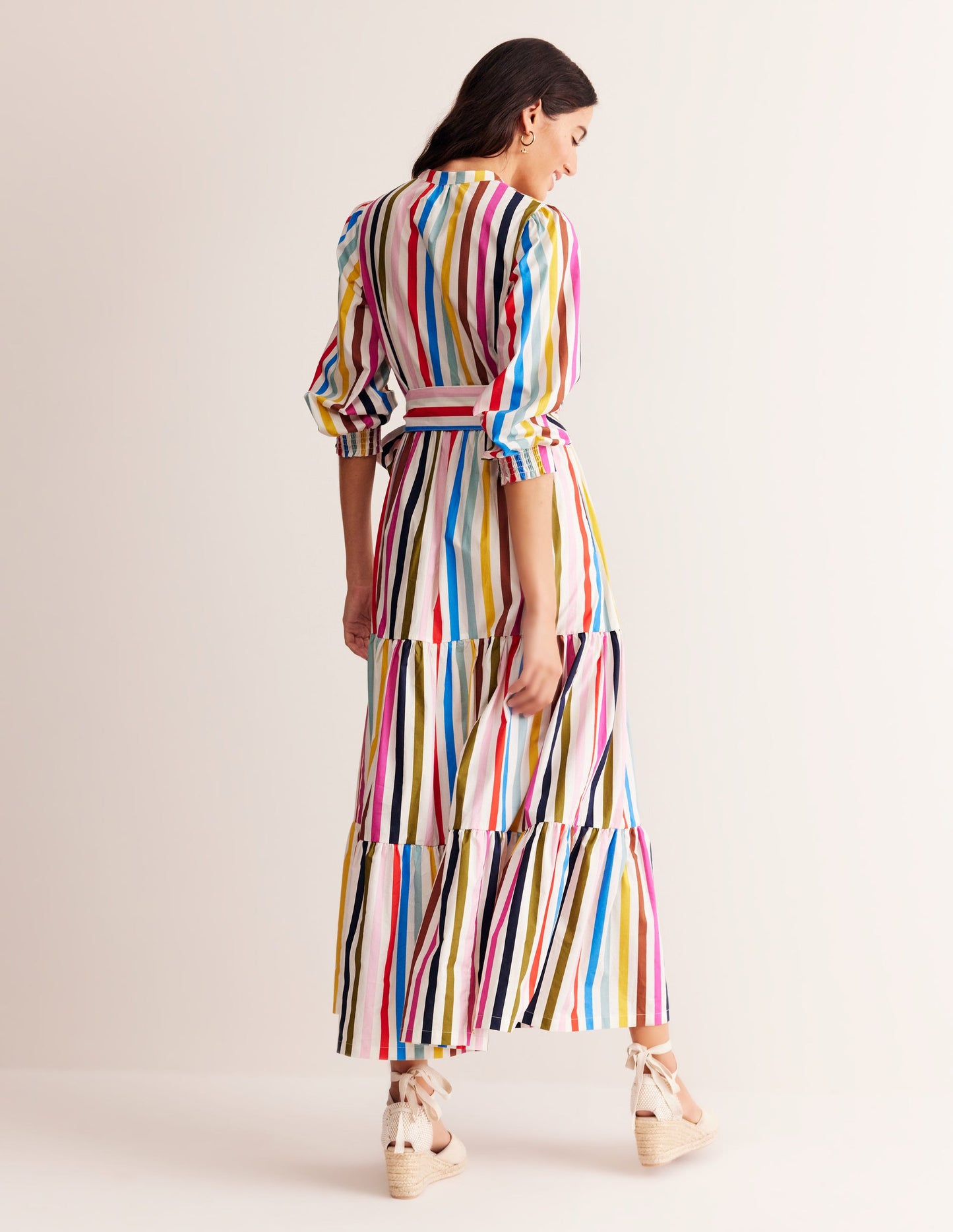 Alba Tiered Cotton Maxi Dress-Multistripe