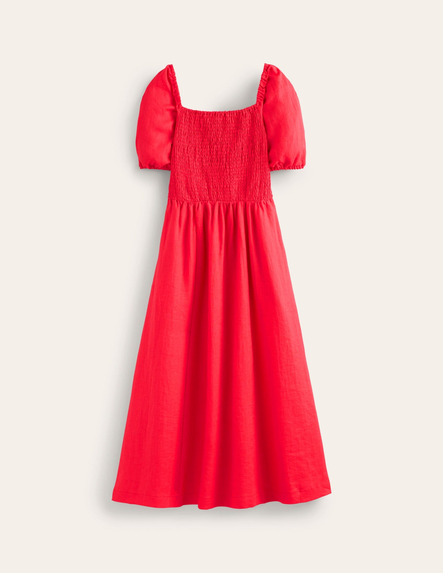 Sky Smocked Linen Midi Dress-Hibiscus