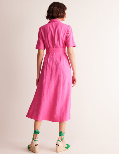 Louise Linen Midi Shirt Dress-Sangria Sunset