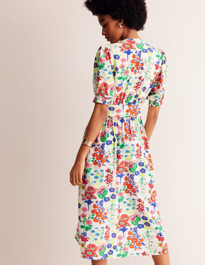 Elsa Midi Tea Dress-Multi, Wildflower Cluster