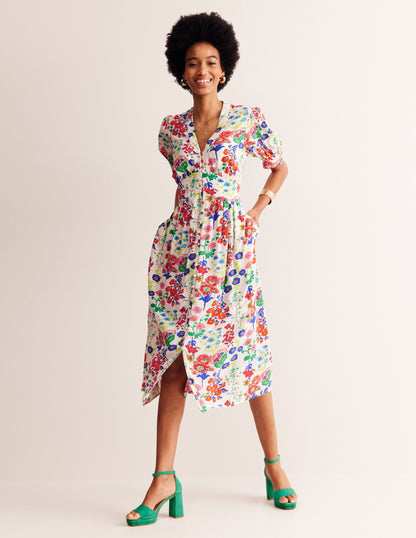 Elsa Midi Tea Dress-Multi, Wildflower Cluster