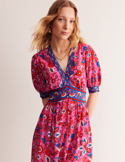 Elsa Midi Tea Dress-Sangria Sunset, Hotch