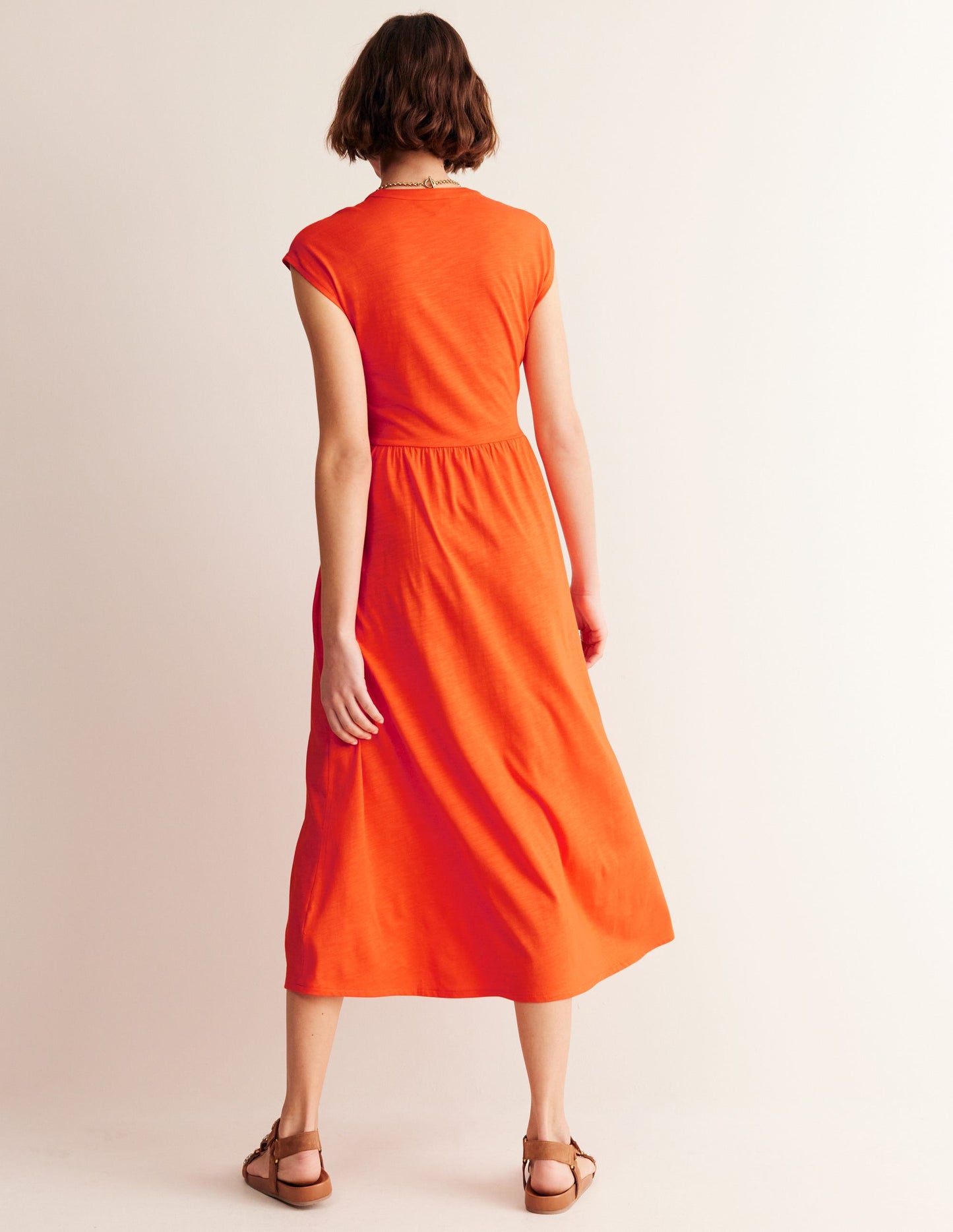 Chloe Notch Jersey Midi Dress-Mandarin Orange