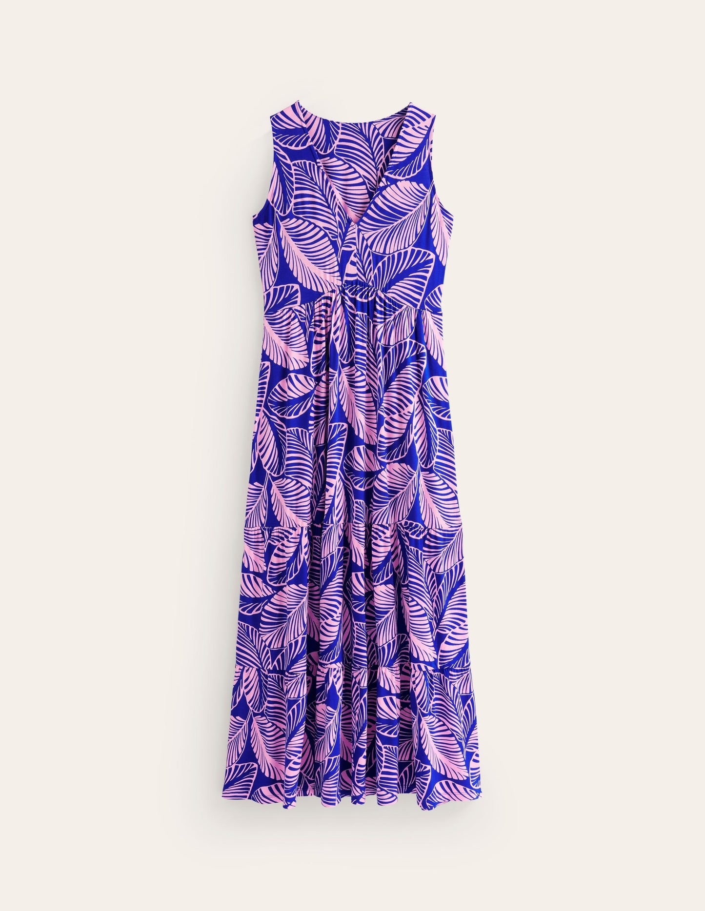 Sylvia Jersey Maxi Tier Dress-Surf The Web, Calathea Leaf