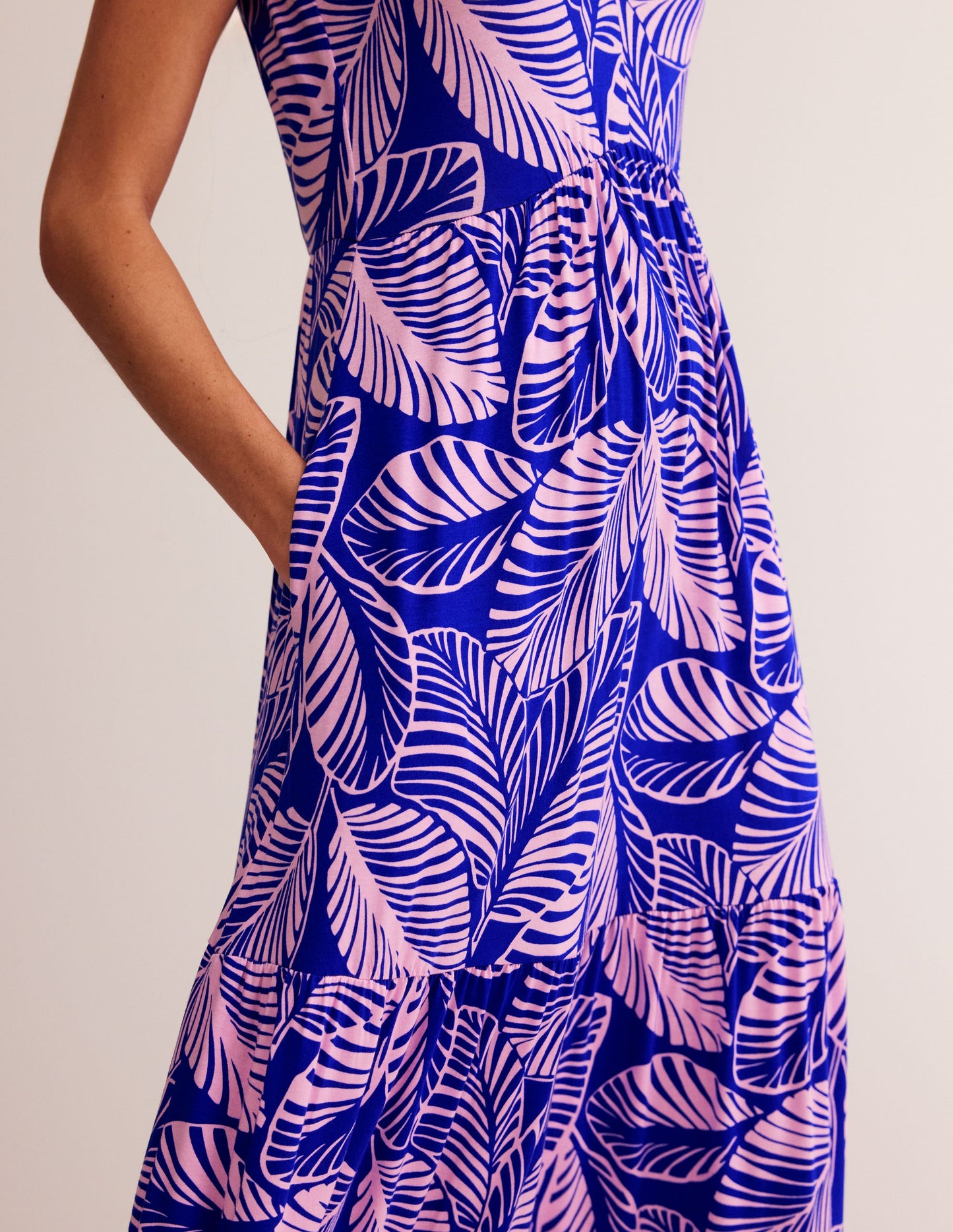 Sylvia Jersey Maxi Tier Dress-Surf The Web, Calathea Leaf