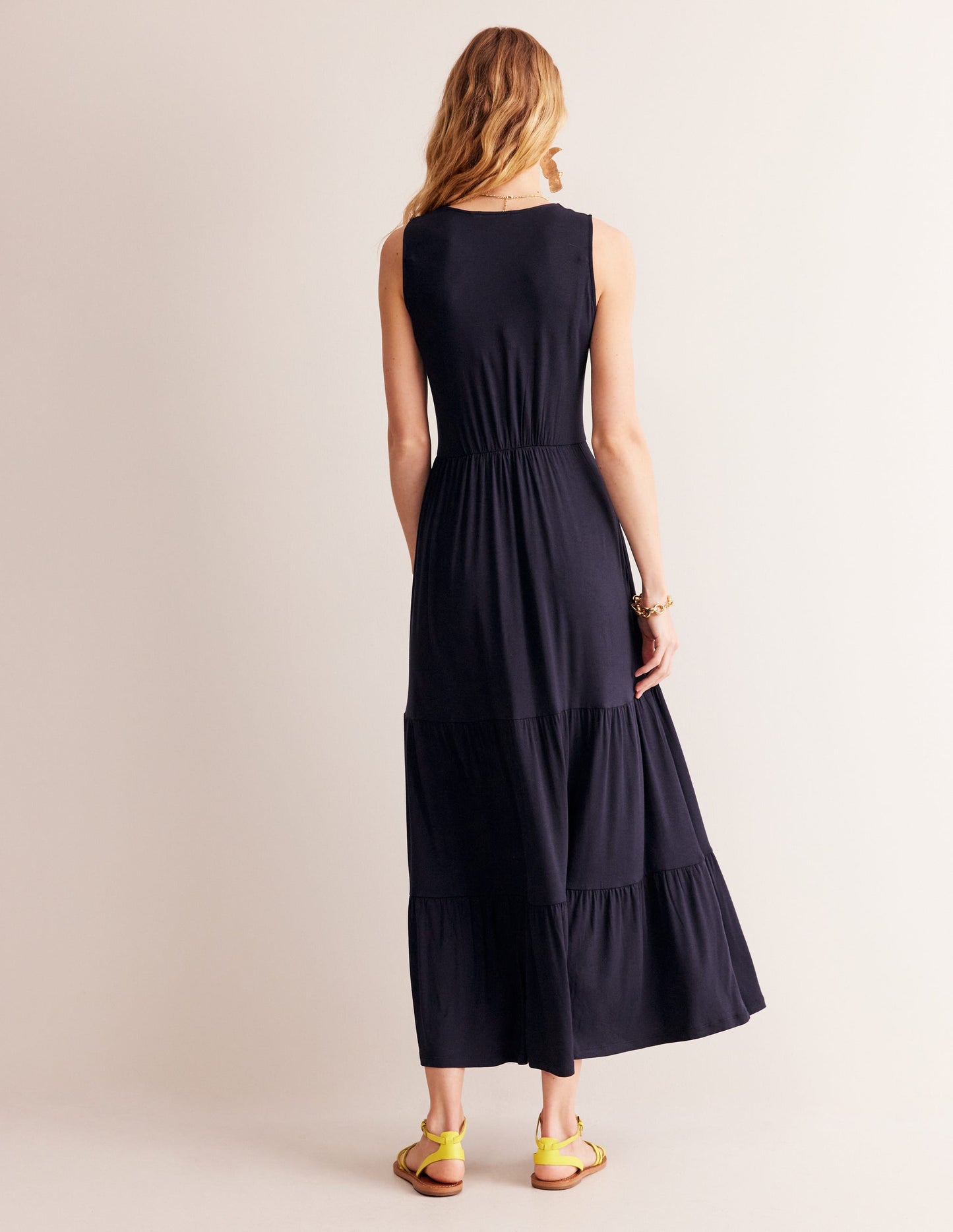 Sylvia Jersey Maxi Tier Dress-Navy