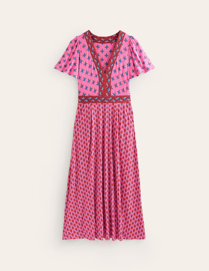 Ellie Flutter Maxi Tea Dress-Sangria Sunset, Petal Charm