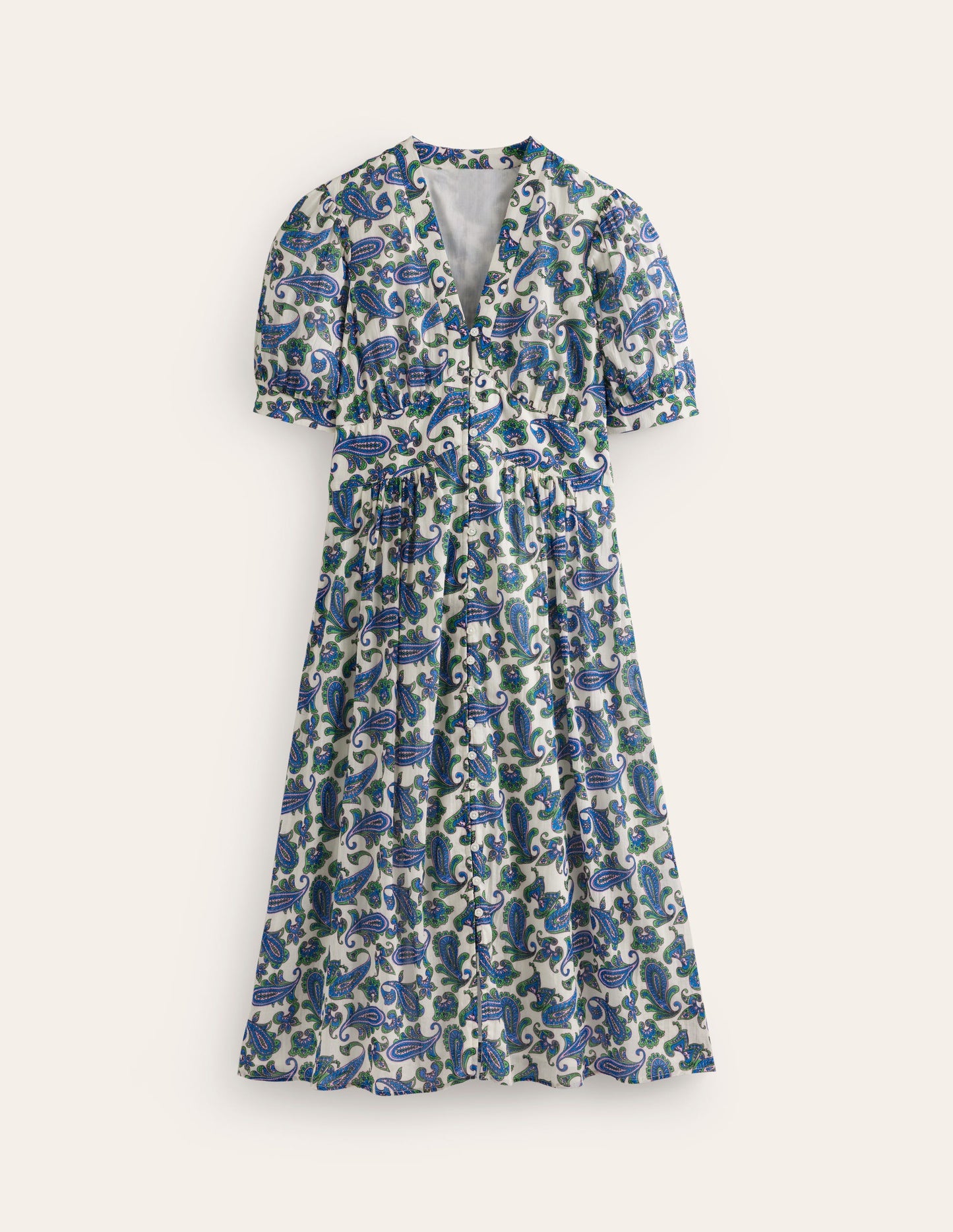 Elsa Crinkle Midi Tea Dress-Surf The Web, Paisley Wave