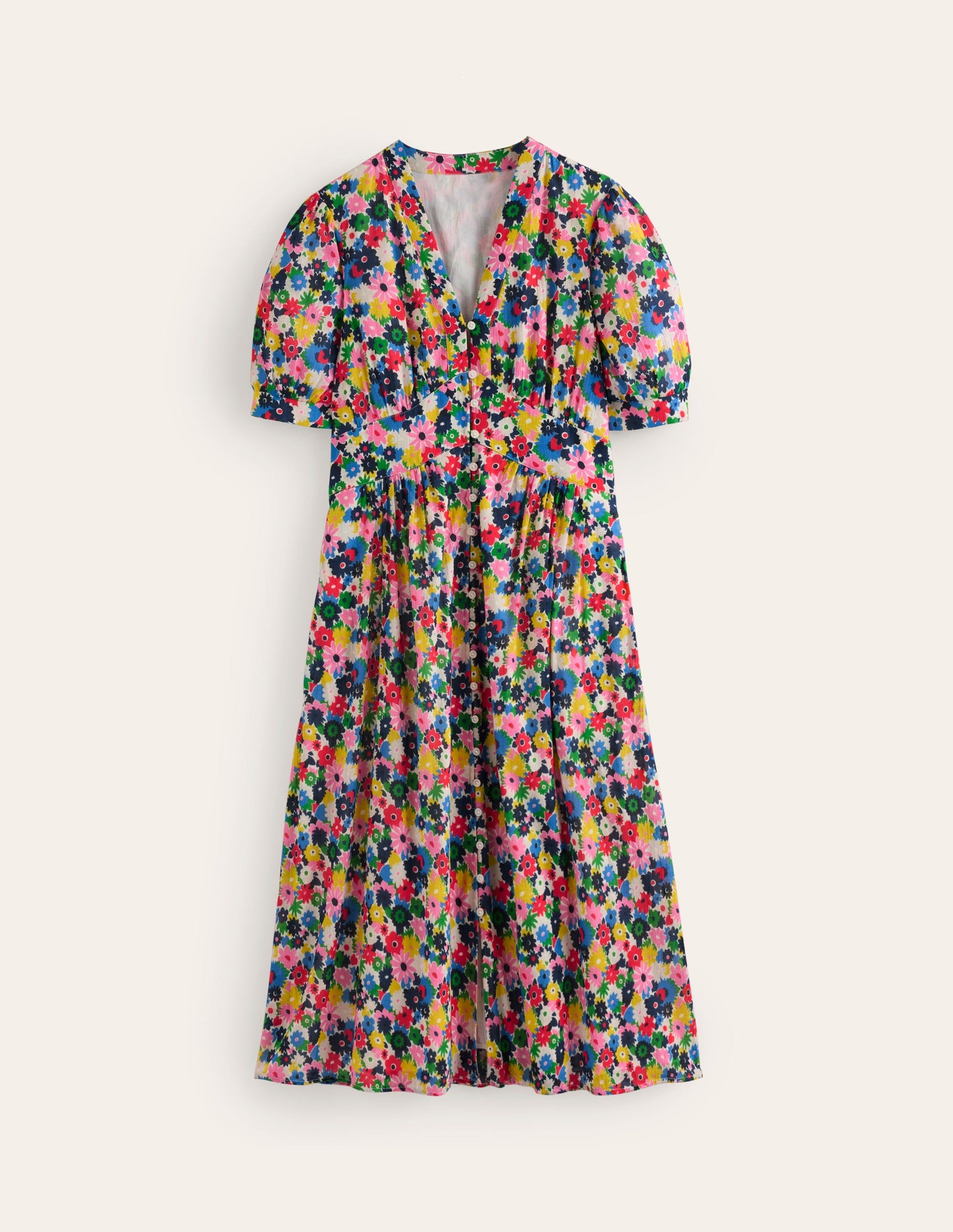 Elsa Crinkle Midi Tea Dress-Multi, Paintbox Ditsy