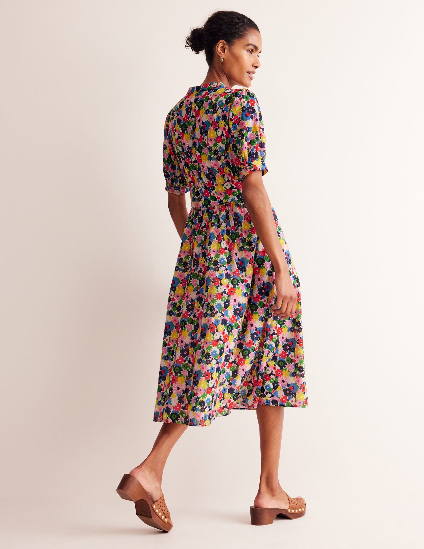 Elsa Crinkle Midi Tea Dress-Multi, Paintbox Ditsy