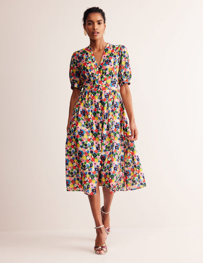 Elsa Crinkle Midi Tea Dress-Multi, Paintbox Ditsy