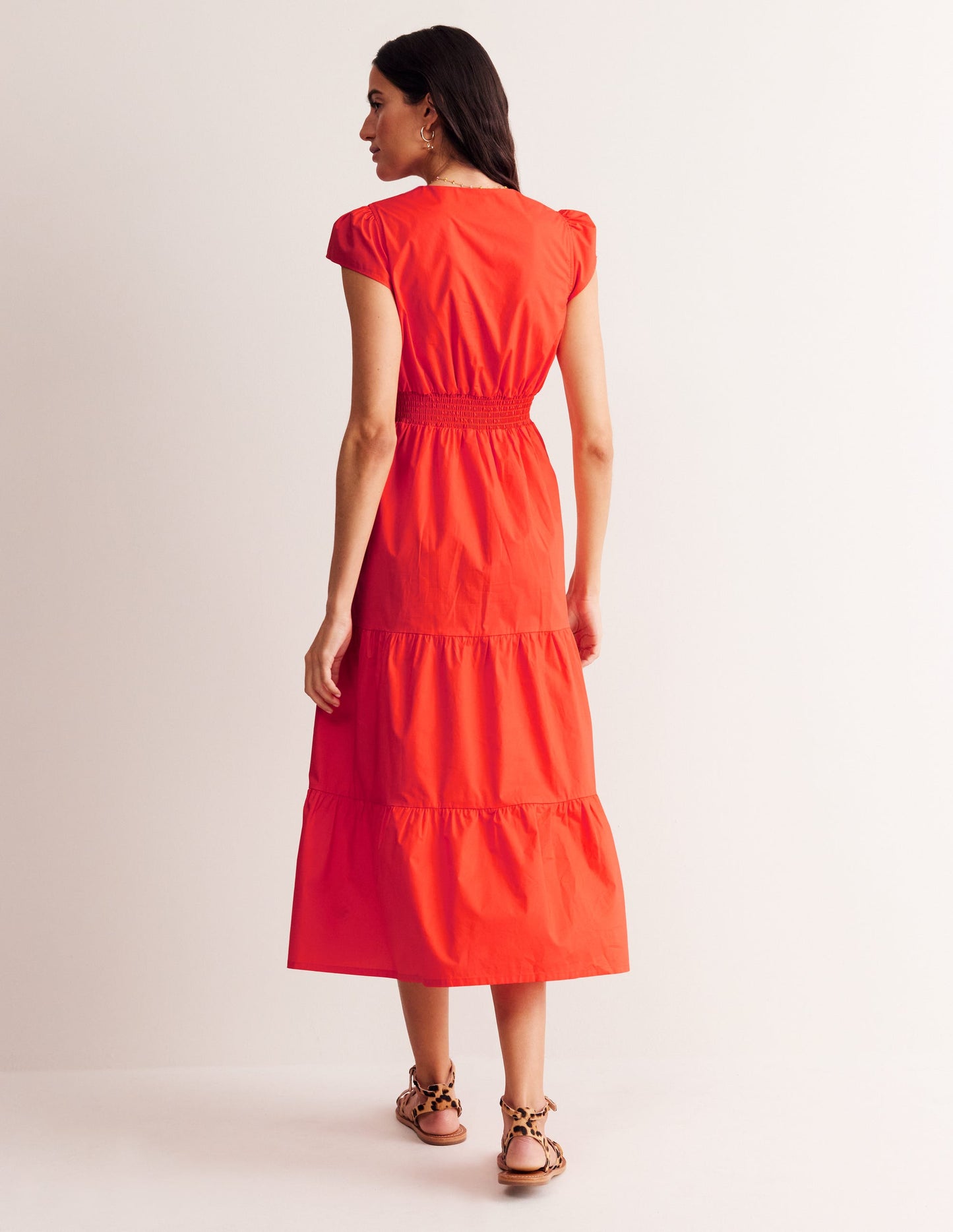 May Cotton Midi Tea Dress-Mandarin Orange