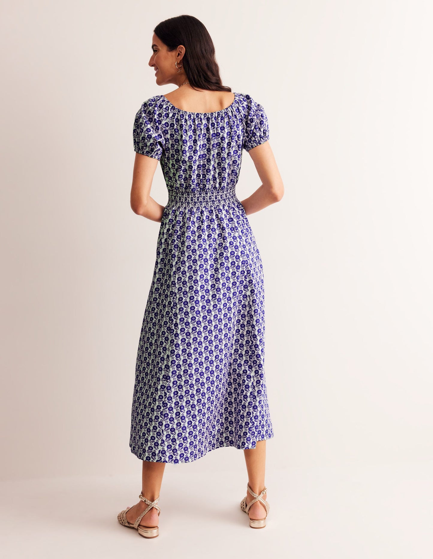 Amber Cotton Midi Dress-Surf The Web, Bloom Sprig