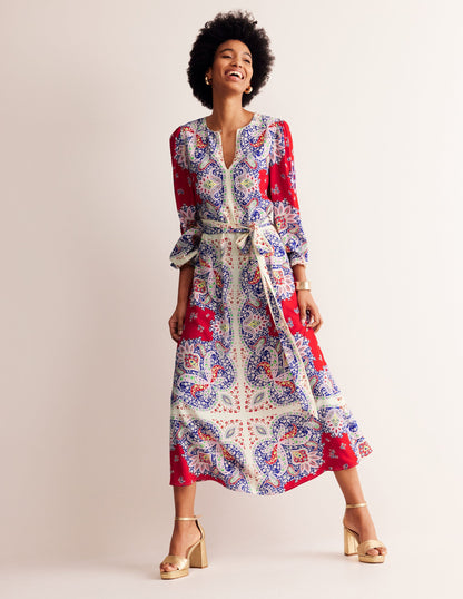 Occasion Blouson Maxi Dress-Rubicondo, Ornate Paisley