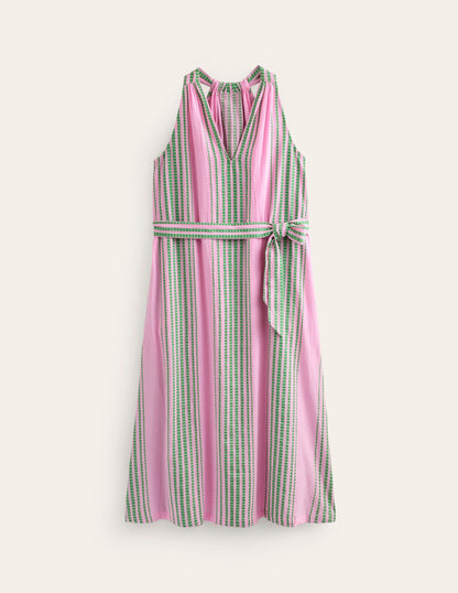 Jacquard Beach Dress-Green and Pink Jacquard