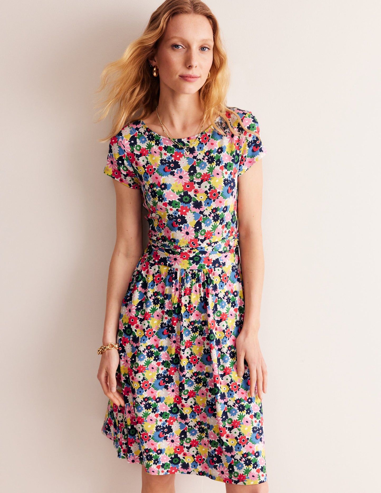 Amelie Jersey Dress-Multi, Paintbox Ditsy