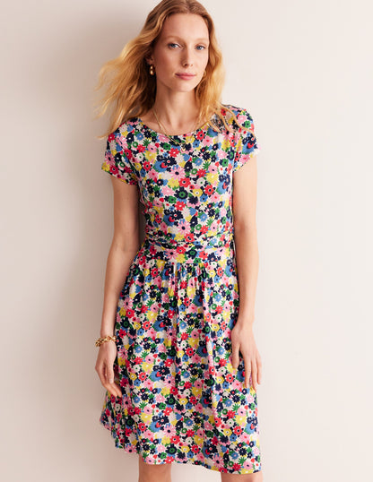 Amelie Jersey Dress-Multi, Paintbox Ditsy