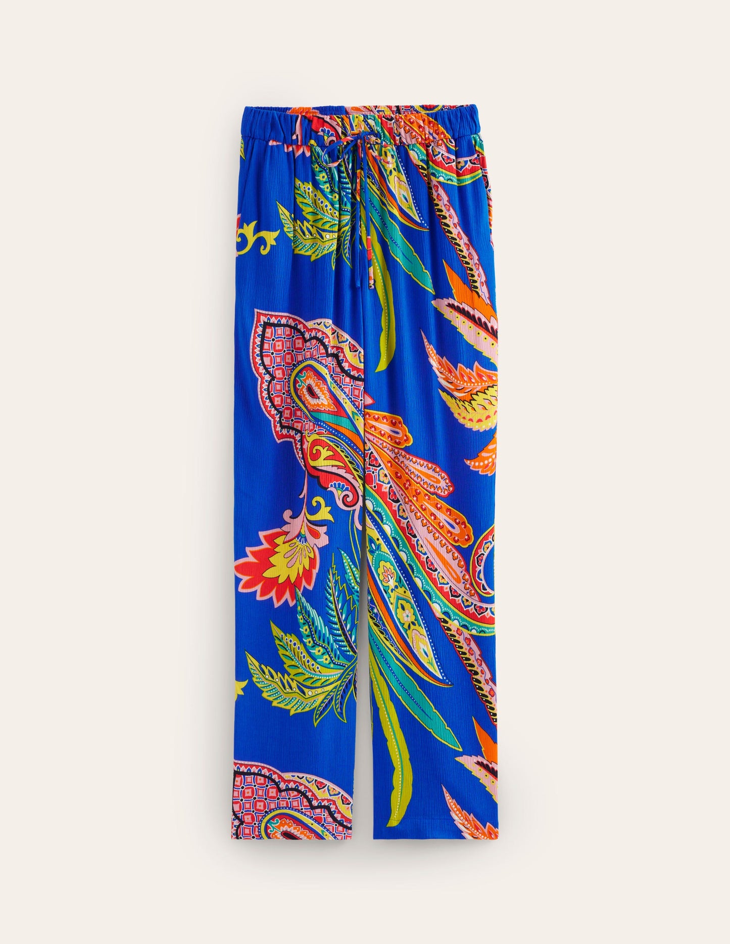 Crinkle Tapered Trousers-Multi, Painterly Paisley