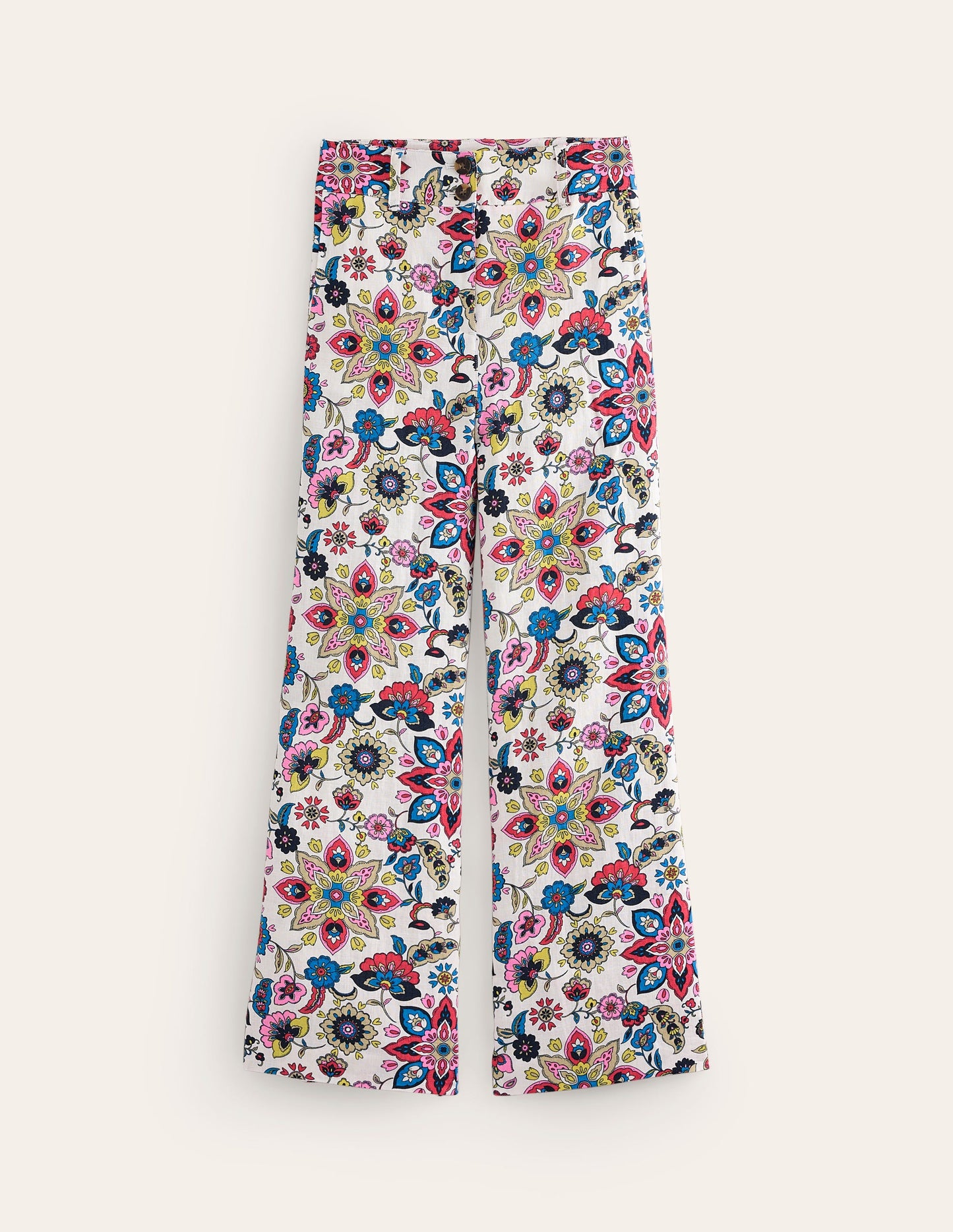 Westbourne Linen Trousers-Ivory, Botanical Sprig